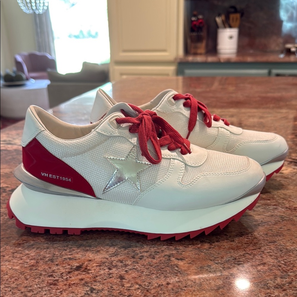 Vintage Havana Red and White Retro Sneakers